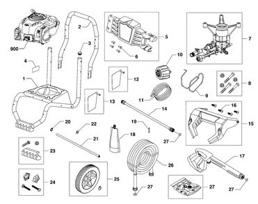 Main Unit (80104371) Diagram and Parts List for 020829-00  Briggs and Stratton Pressure Washer